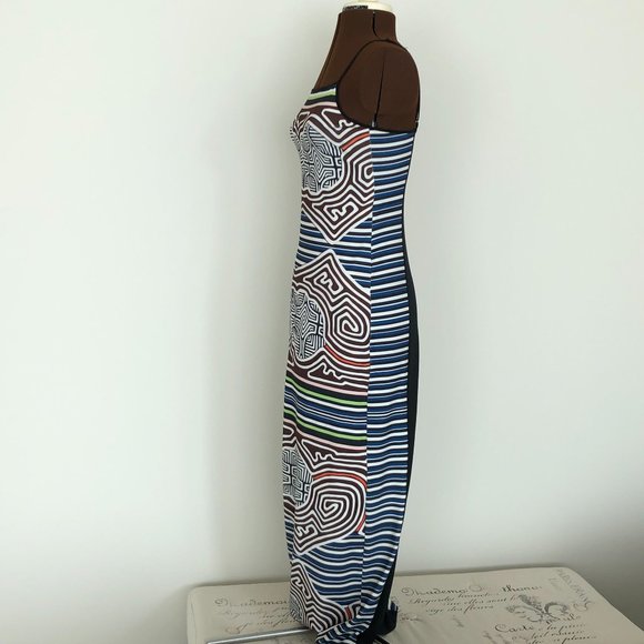 Spaghetti Strap Labyrinth Neoprene Maxi Dress - Picture 4 of 5
